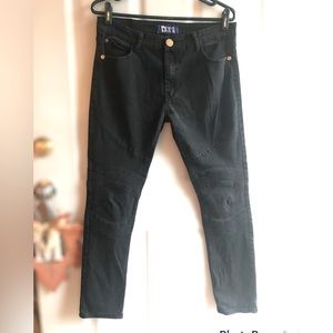 Demolition Black Skinny Moto Men Jeans Size 34